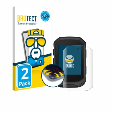 Front side of a product packaging with the brand logo BROTECT. Next to it is the device Garmin Edge MTB shown with the corresp