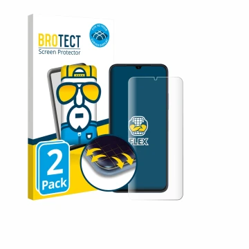 Front side of a product packaging with the brand logo BROTECT. Next to it is the device Huawei Nova Y61 shown with the corresp