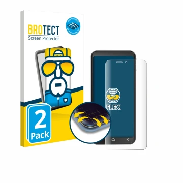 Front side of a product packaging with the brand logo BROTECT. Next to it is the device Emporia Smart 7 Lite shown with the co