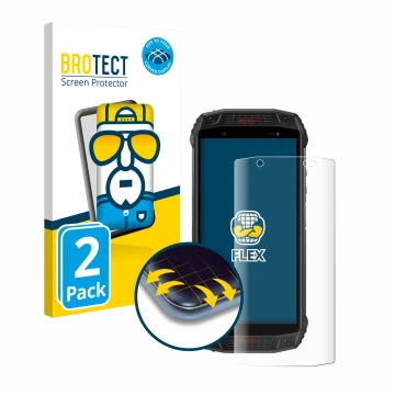 Front side of a product packaging with the brand logo BROTECT. Next to it is the device Ulefone Armor 15 shown with the corres