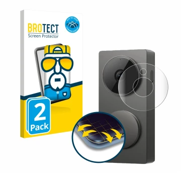 Front side of a product packaging with the brand logo BROTECT. Next to it is the device Aqara Hub G410 shown with the correspo