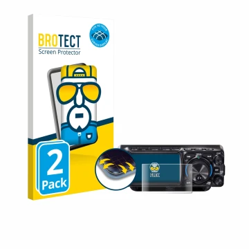 Front side of a product packaging with the brand logo BROTECT. Next to it is the device Yaesu FTX-1 shown with the correspondi