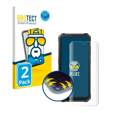 Front side of a product packaging with the brand logo BROTECT. Next to it is the device Blackview BV4800 shown with the corres