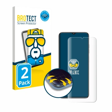 Front side of a product packaging with the brand logo BROTECT. Next to it is the device Oukitel C1 shown with the correspondin