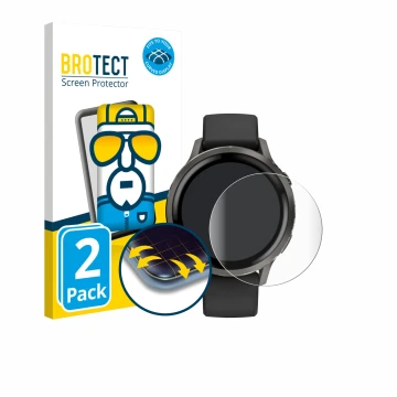 Front side of a product packaging with the brand logo BROTECT. Next to it is the device Garmin Venu 4 (41 mm) shown with the c