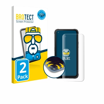 Front side of a product packaging with the brand logo BROTECT. Next to it is the device Hammer Blade V 5G shown with the corre
