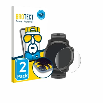 Front side of a product packaging with the brand logo BROTECT. Next to it is the device Coros Apex 4 (42 mm) shown with the co