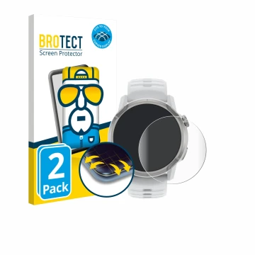 Front side of a product packaging with the brand logo BROTECT. Next to it is the device Coros Apex 4 (46 mm) shown with the co