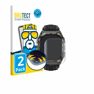 Front side of a product packaging with the brand logo BROTECT. Next to it is the device Kospet Tank M4 shown with the correspo