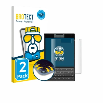 Front side of a product packaging with the brand logo BROTECT. Next to it is the device Unihertz Titan 2 shown with the corres