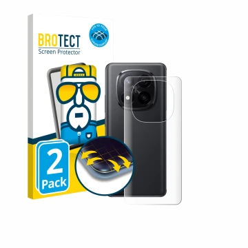 Front side of a product packaging with the brand logo BROTECT. Next to it is the device Xiaomi Redmi Note 14 Pro Plus 5G (Back