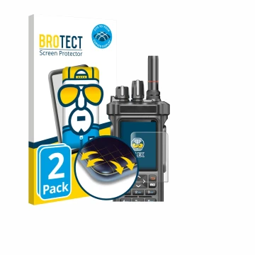 Front side of a product packaging with the brand logo BROTECT. Next to it is the device Radtel RT-950 Pro shown with the corre