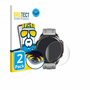 Front side of a product packaging with the brand logo BROTECT. Next to it is the device Doogee Anywise W1 Pro shown with the c