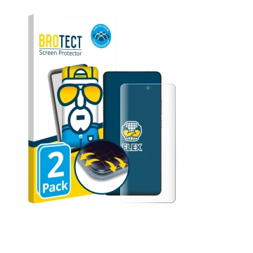 Front side of a product packaging with the brand logo BROTECT. Next to it is the device Motorola Signature 165 shown with the 