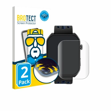 Front side of a product packaging with the brand logo BROTECT. Next to it is the device Reebok Icon Smartwatch shown with the 