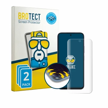 Front side of a product packaging with the brand logo BROTECT. Next to it is the device Oppo A6k shown with the corresponding 