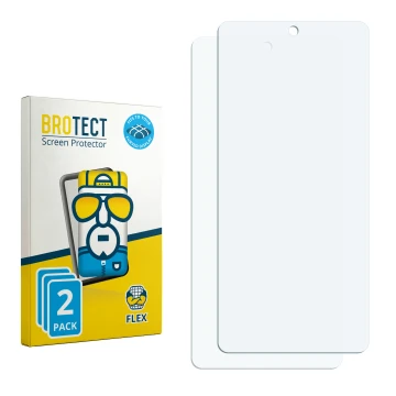 Front side of a product packaging with the brand logo BROTECT. Next to it is the corresponding screen protector.
