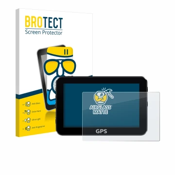 Front side of a product packaging with the brand logo BROTECT. Next to it is the device shown with the corresponding screen pr