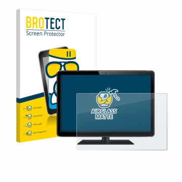Front side of a product packaging with the brand logo BROTECT. Next to it is the device shown with the corresponding screen pr