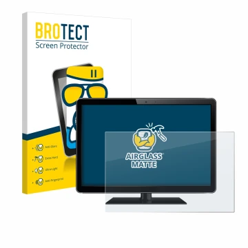 Front side of a product packaging with the brand logo BROTECT. Next to it is the device shown with the corresponding screen pr