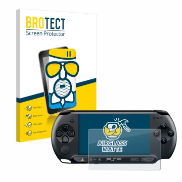 Front side of a product packaging with the brand logo BROTECT. Next to it is the device Sony PSP 1004 shown with the correspon