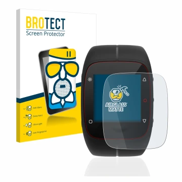 Front side of a product packaging with the brand logo BROTECT. Next to it is the device Polar M400 shown with the correspondin
