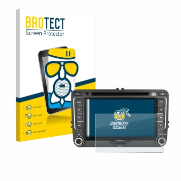 Front side of a product packaging with the brand logo BROTECT. Next to it is the device Zenec E>Go 7