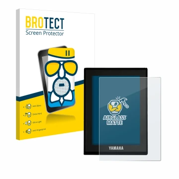Front side of a product packaging with the brand logo BROTECT. Next to it is the device Yamaha LCD Display (E-Bike Display) sh