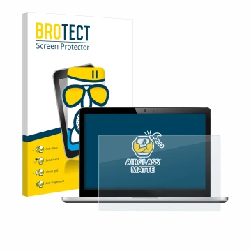 Front side of a product packaging with the brand logo BROTECT. Next to it is the device shown with the corresponding screen pr