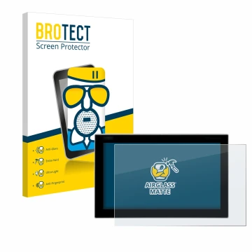 Front side of a product packaging with the brand logo BROTECT. Next to it is the device Siemens Simatic Flat Panel 12