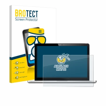 Front side of a product packaging with the brand logo BROTECT. Next to it is the device shown with the corresponding screen pr