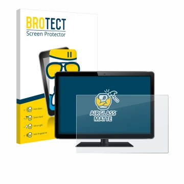 Front side of a product packaging with the brand logo BROTECT. Next to it is the device shown with the corresponding screen pr