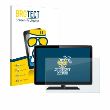 Front side of a product packaging with the brand logo BROTECT. Next to it is the device shown with the corresponding screen pr