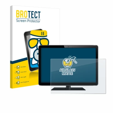 Front side of a product packaging with the brand logo BROTECT. Next to it is the device shown with the corresponding screen pr