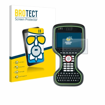 Front side of a product packaging with the brand logo BROTECT. Next to it is the device Leica CS20 3.75G Disto shown with the 
