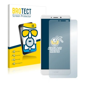 Front side of a product packaging with the brand logo BROTECT. Next to it is the device Honor 6X shown with the corresponding 