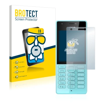 Front side of a product packaging with the brand logo BROTECT. Next to it is the device Nokia 216 shown with the corresponding