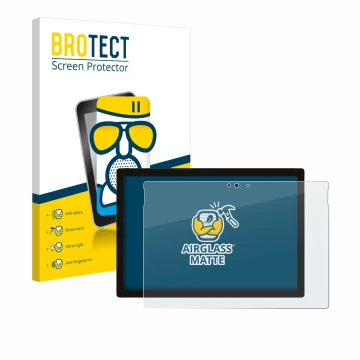 Front side of a product packaging with the brand logo BROTECT. Next to it is the device Microsoft Surface Pro 5 2017 shown wit