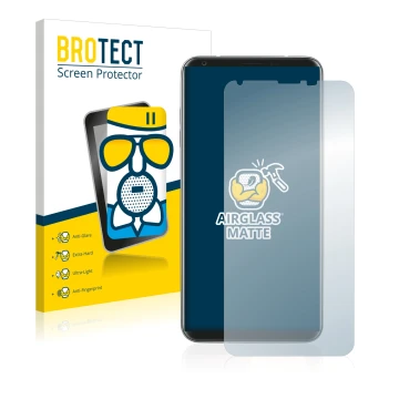 Front side of a product packaging with the brand logo BROTECT. Next to it is the device LG V30 shown with the corresponding sc