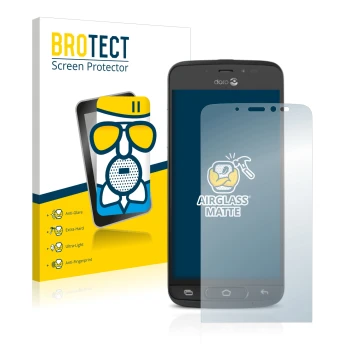 Front side of a product packaging with the brand logo BROTECT. Next to it is the device Doro 8040 shown with the corresponding