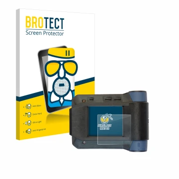 Front side of a product packaging with the brand logo BROTECT. Next to it is the device Swissphone s.Quad X15 shown with the c