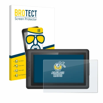 Front side of a product packaging with the brand logo BROTECT. Next to it is the device XP-Pen Artist 15.6 shown with the corr