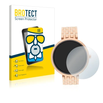 Front side of a product packaging with the brand logo BROTECT. Next to it is the device Xlyne X-Watch Siona XW Fit shown with 
