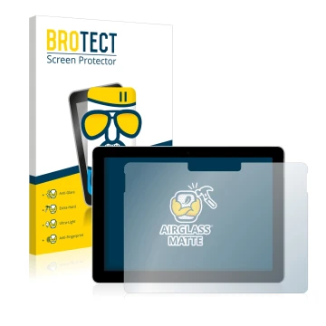 Front side of a product packaging with the brand logo BROTECT. Next to it is the device Microsoft Surface Go (1st Gen.) shown 