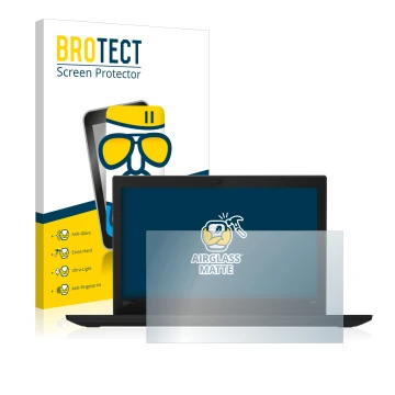 Front side of a product packaging with the brand logo BROTECT. Next to it is the device Lenovo Thinkpad X280 shown with the co