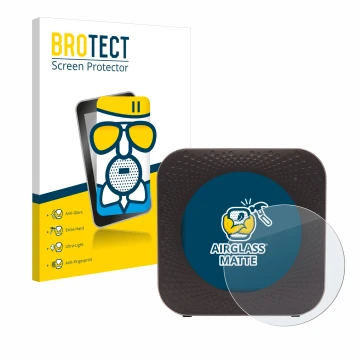Front side of a product packaging with the brand logo BROTECT. Next to it is the device Netgear Nighthawk M1 shown with the co
