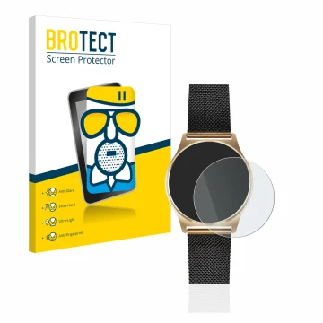 Front side of a product packaging with the brand logo BROTECT. Next to it is the device Xlyne X-Watch Joli XW Pro shown with t