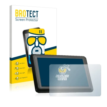 Front side of a product packaging with the brand logo BROTECT. Next to it is the device Giant RideControl Charge shown with th