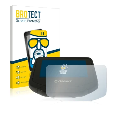 Front side of a product packaging with the brand logo BROTECT. Next to it is the device Giant RideControl Evo shown with the c