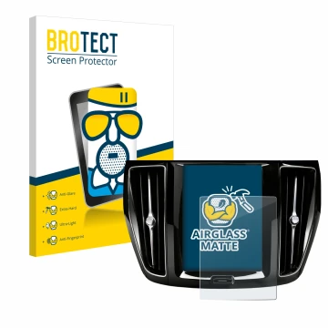 Front side of a product packaging with the brand logo BROTECT. Next to it is the device Volvo V60 Sensus Connect 2019-2020 sho